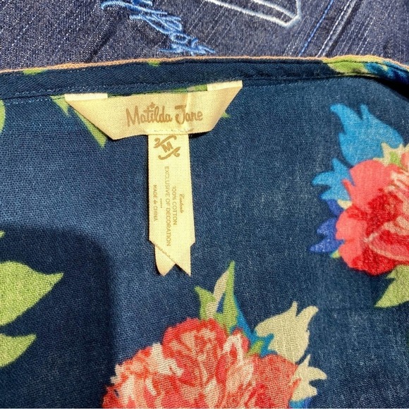 Matilda jane navy kaftan swim cover dress floral tassle medium - Picture 7 of 8